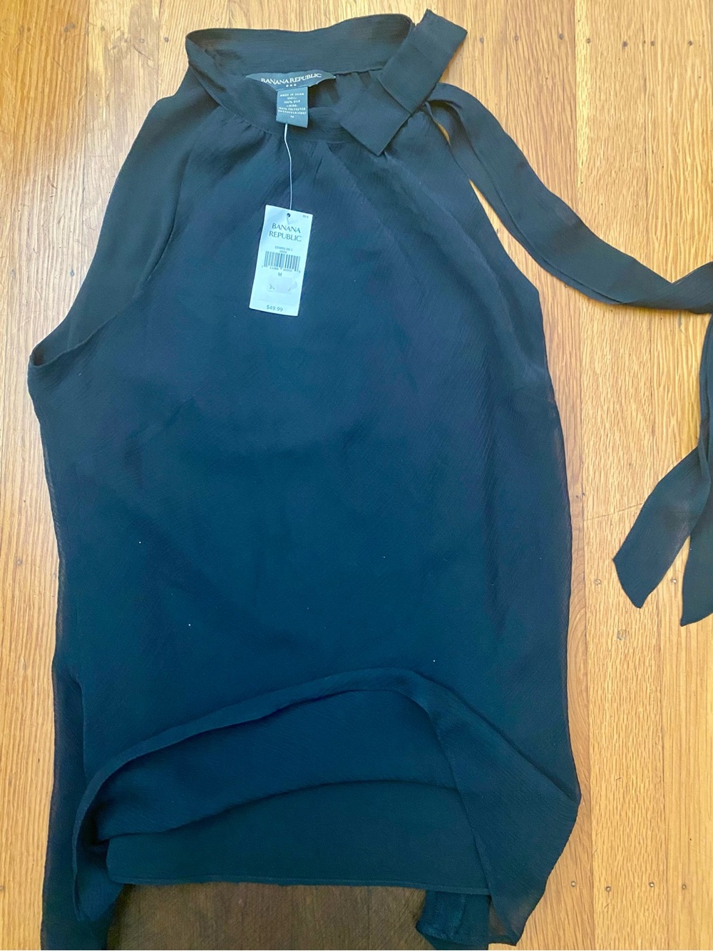Banana Republic NWT Silk Black Halter Tie-Neck Top
